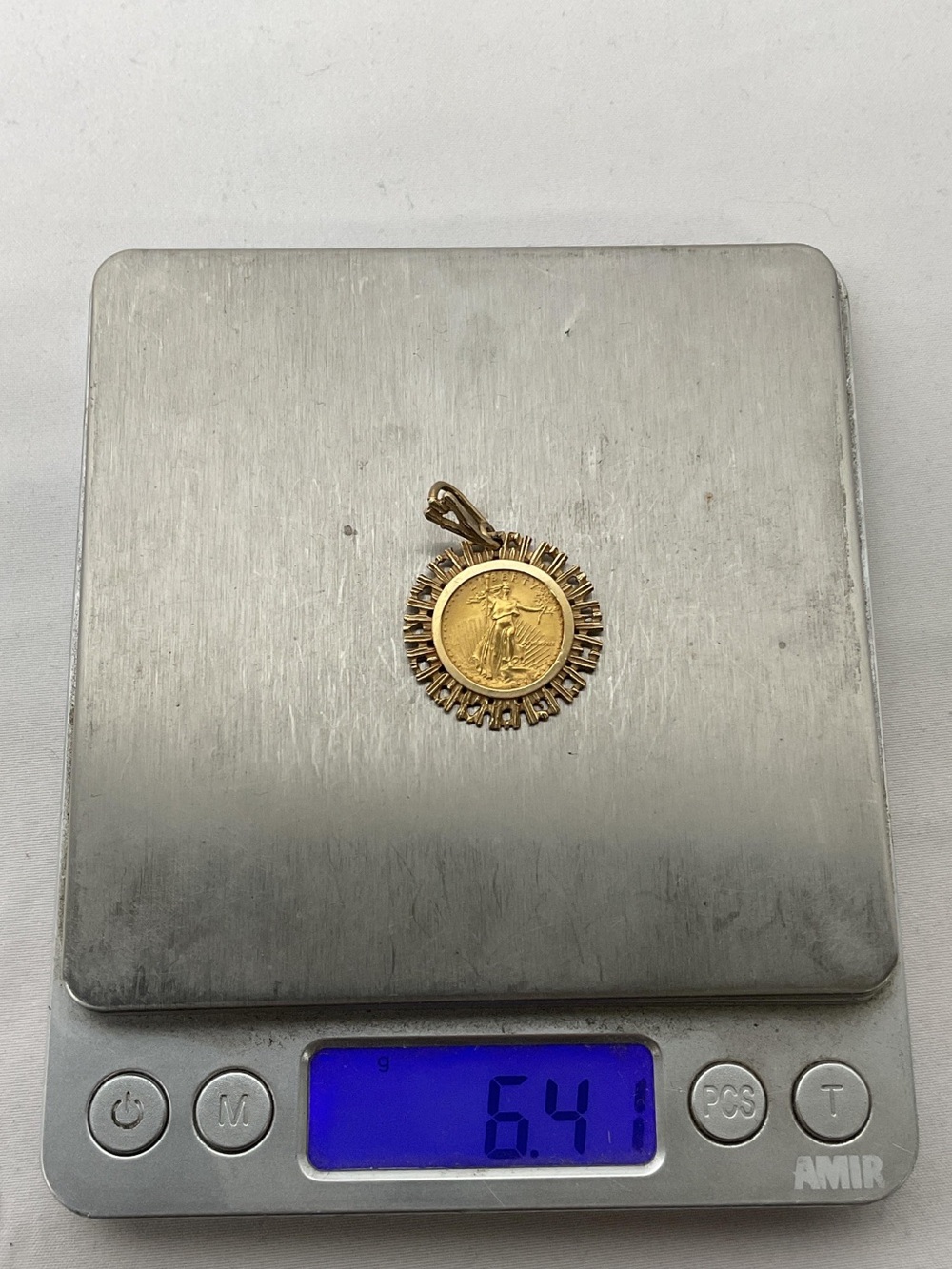 22K Gold Liberty Coin in 14k Gold Case Pendant 6.41g - Picture 3 of 4